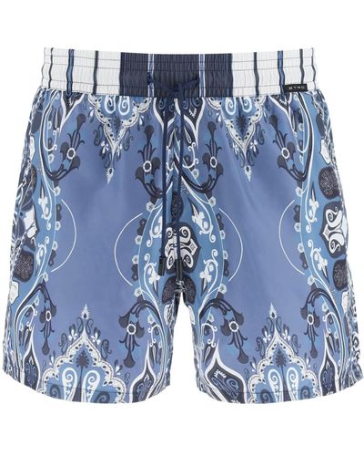 Etro Paisley Print Swimtrunks - Blue