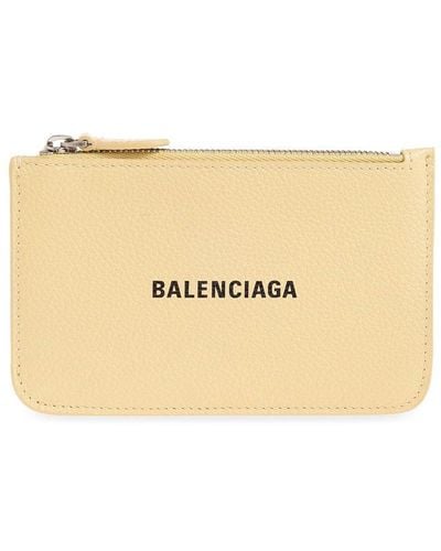 Balenciaga Card Case With Logo, - Natural