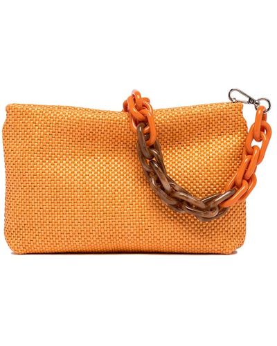 Gianni Chiarini Brenda Clutch Bag With Resin Chain - Orange
