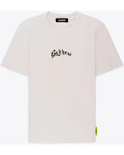 Barrow Jersey T-Shirt Off T-Shirt With Front Italic Logo And Back Graphic Print - White