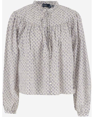Ralph Lauren Cotton Shirt With Floral Pattern - Gray