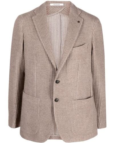 Tagliatore Textured-finish Notched-lapels Buttoned Blazer - Brown