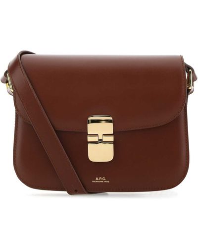 A.P.C. Leather Small Grace Crossbody Bag - Brown