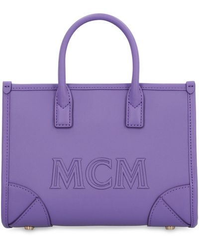 MCM München Mini Leather Tote - Purple