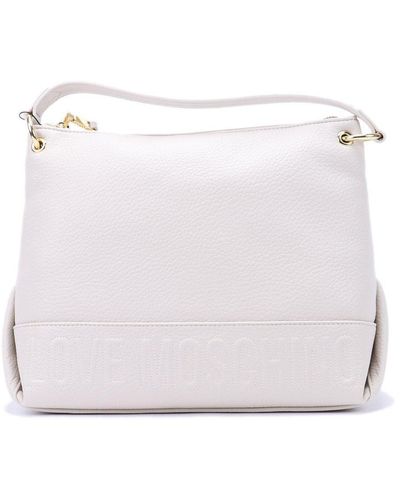 Moschino Logo-Embossed Zipped Shoulder Bag - White