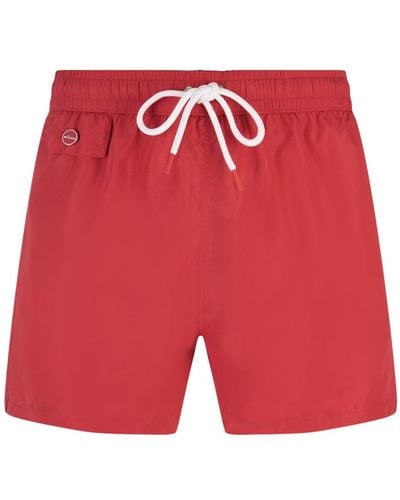 Kiton Drawstring-waist Swim Shorts - Red
