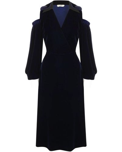 Fendi Velvet Midi Dress - Blue
