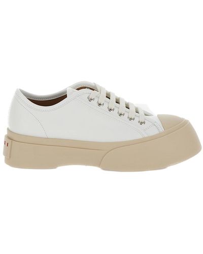 Marni Pablo White Trainers With Lace Up Closure In Leather