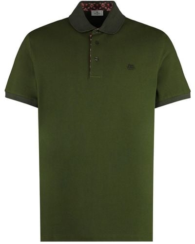 Etro Short Sleeve Cotton Polo Shirt - Green