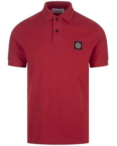 Stone Island Piqué Slim Fit Polo Shirt - Red