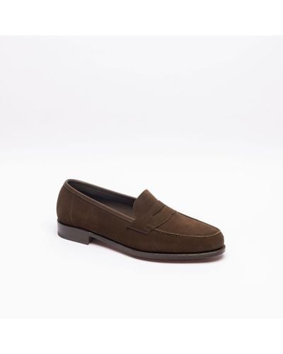 Edward Green Mocca Suede Penny Loafer - Brown