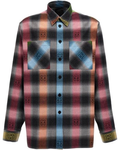 Givenchy Logo Check Shirt - Blue