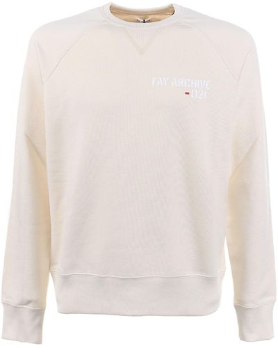Fay Archive Crewneck Sweatshirt - White