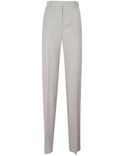 Max Mara Studio Striped Straight Leg Trousers - Grey