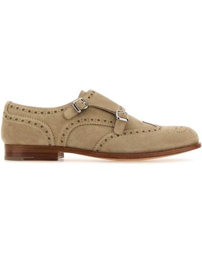 Church's Sand Suede Monk Strap Shoes - Brown
