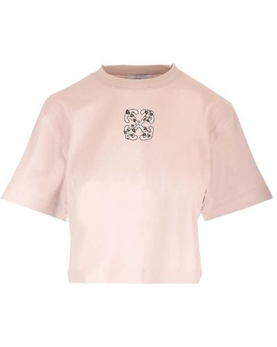Off-White c/o Virgil Abloh Cropped T-shirt With Arrow Motif - Pink
