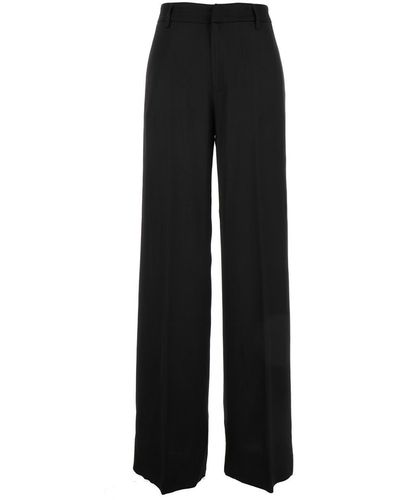 PT01 Lorenza Relaxed Trousers With Welt Pockets - Black