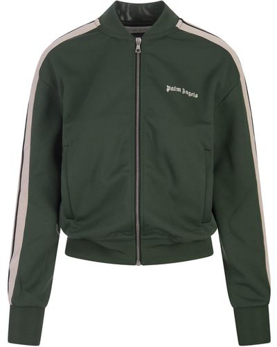 Palm Angels Forest Zip-Up Sweatshirt With Logo - Green