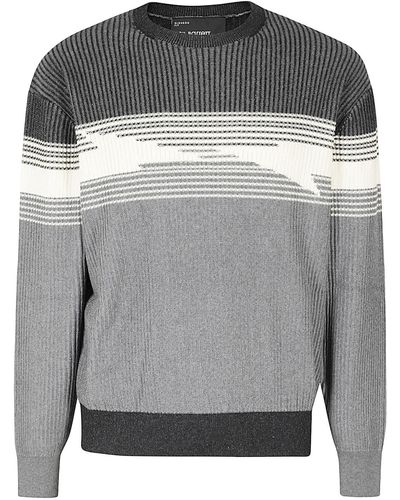 Neil Barrett Rib Shading Mirrored Bolt Sweater - Gray