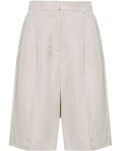 Emporio Armani Pleated Long Shorts - White