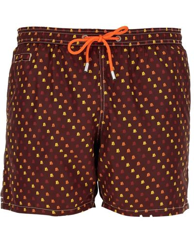 Mc2 Saint Barth Boxer Swimsuit With Print - Red