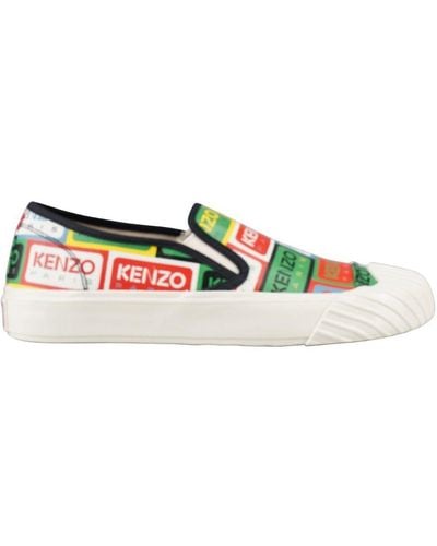 KENZO Logo-Print Slip-On Sneakers - Green
