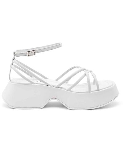 Vic Matié Leather Sandal With Square Toe - White