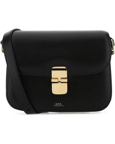 A.P.C. Leather Small Grace Crossbody Bag - Black