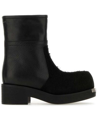 MM6 by Maison Martin Margiela Leather Boots - Black