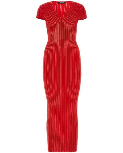 Balmain Stretch Viscose Blend Dress - Red
