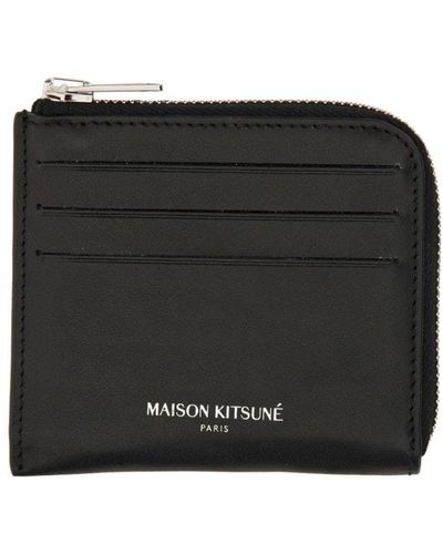 Maison Kitsuné Card Holder With Logo - Black