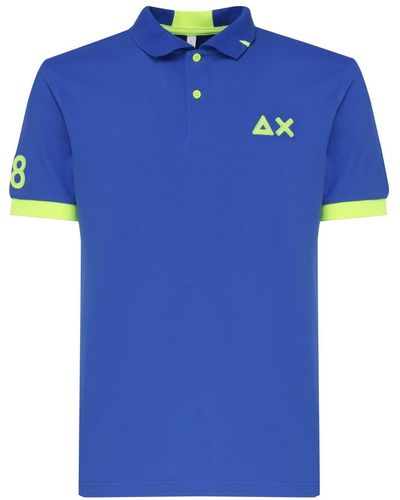 Sun 68 Polo T-Shirt With Front Logo - Blue