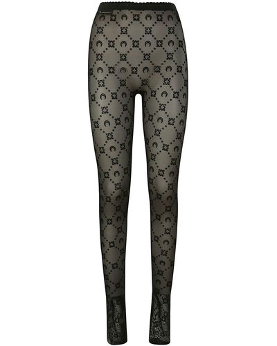 Marine Serre Regenerated Moonogram Mesh Flock Tights - Grey