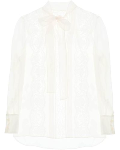 Dolce & Gabbana Chiffon Blouse With Lace Inserts - White
