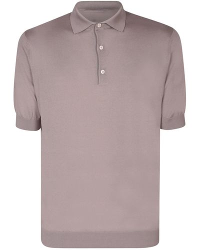Lardini Taupe Cotton Polo Shirt - Grey