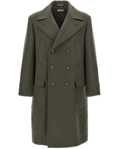 Brunello Cucinelli Double-Breasted Long Coat - Green