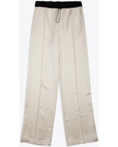 Roberto Collina Pantalone Morbido Con Elastico Champagne Coloured Satin Pajama Pant With Elastic Waistband - White