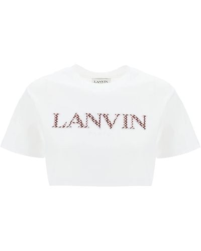 Lanvin Curb Logo Cropped T Shirt - White