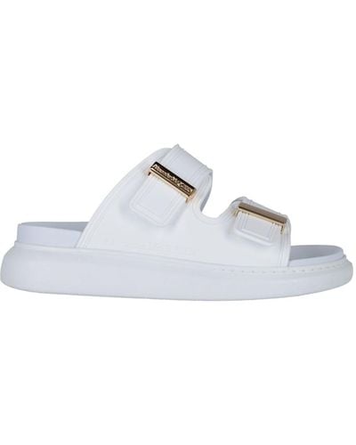 Alexander McQueen Hybrid Double-buckle Leather Sliders - White