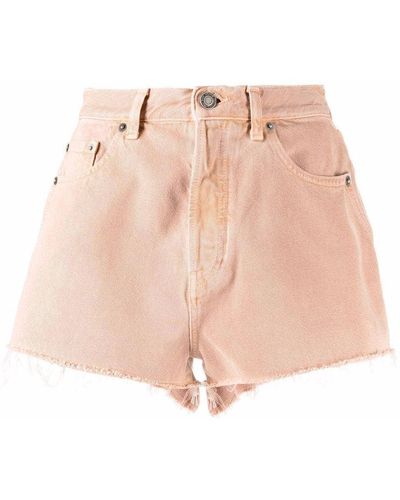 Saint Laurent Vintage-Effect Denim Shorts - Pink