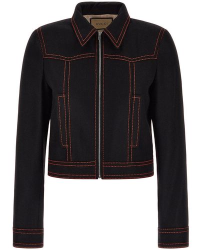 Gucci Black Top-stitched Jacket