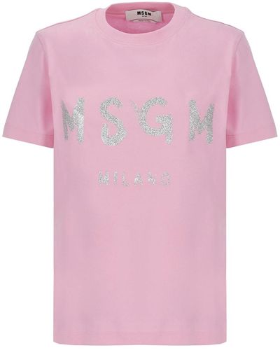 MSGM Glittered T-shirt - Pink