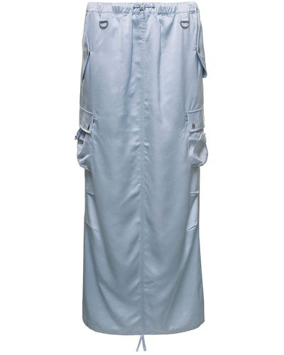 Coperni Light Cargo Skirt With Drawsrtring - Blue