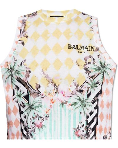 Balmain Top With Print - White