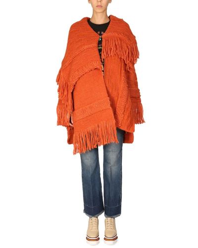 Stella McCartney Asymmetric Fringed Cardi-coat - Orange