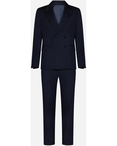 Low Brand Wool Double-Breasted Suit - Blue