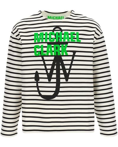 JW Anderson Logo-print Striped Cotton Sweatshirt - Green