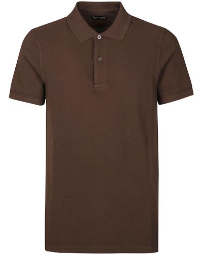 Tom Ford Tennis Piquet Short Sleeve Polo Shirt - Brown