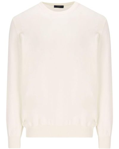 Fay Beige In Cotton Shaved Knit Jumper - Natural