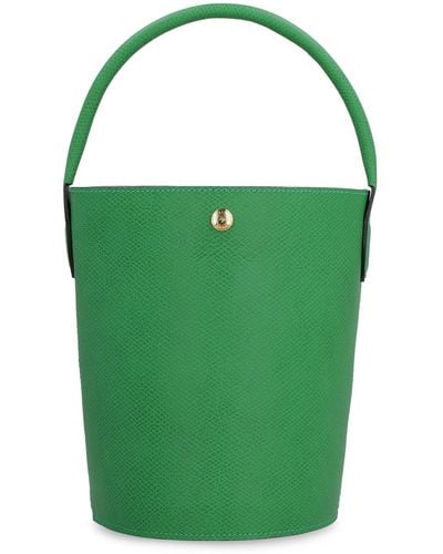 Longchamp Épure Logo Embossed Small Bucket Bag - Green